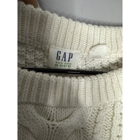 Gap Fisherman Sweater Womens XS Cream Off White Ivory Cable Knit Crew Pullover - Picture 3 of 7